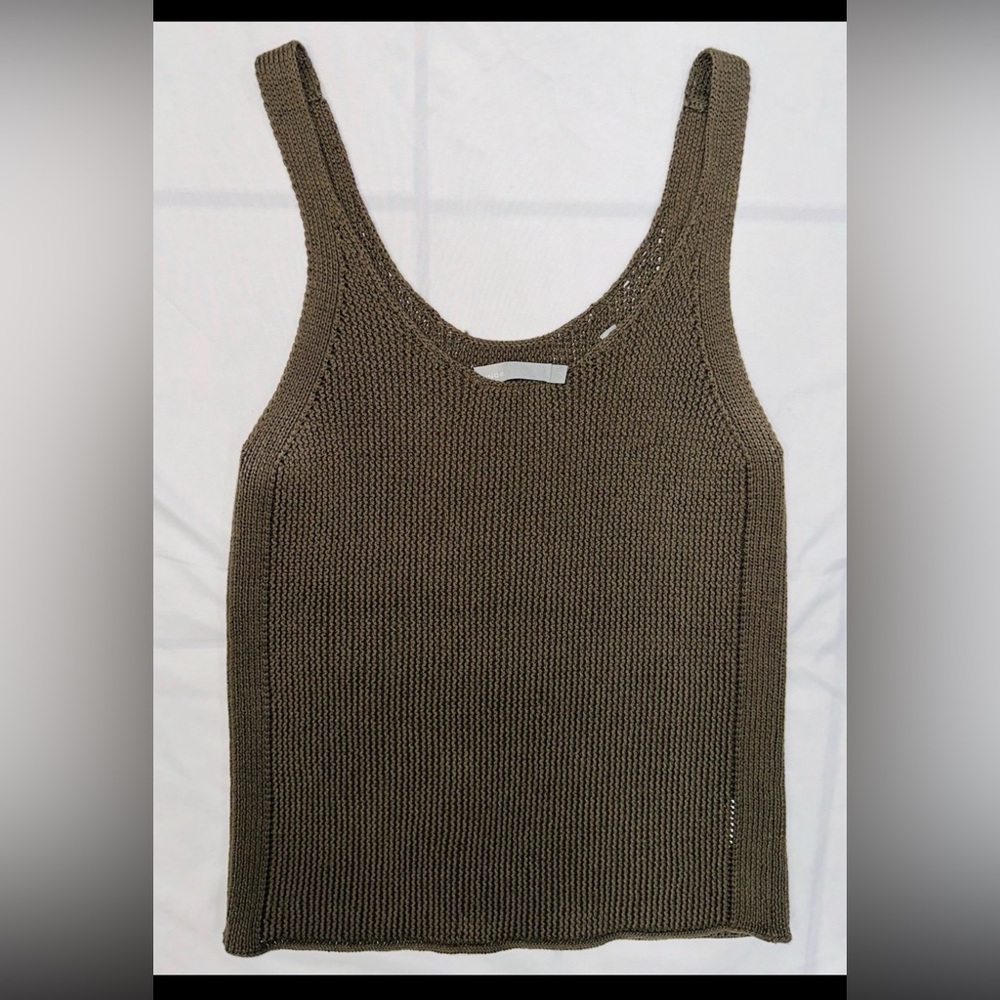 Vince Sweater Tank Top in Olive 100% Cotton